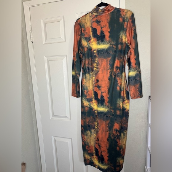 Shein Curve Multicolor Long Sleeve MIDI Dress - Picture 4 of 8